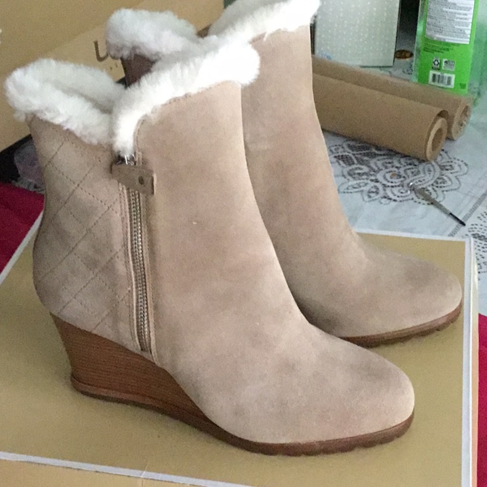 michael Kors wedge boot DK khaki 9M suede new box